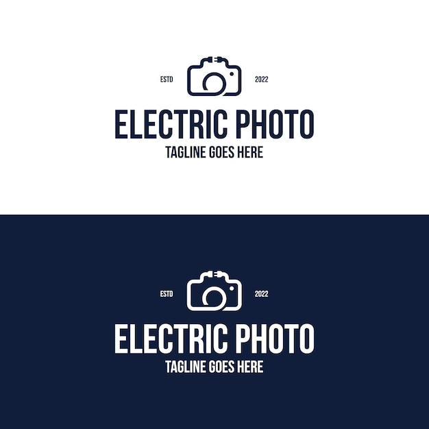 Foto met stopcontact plug elektrische logo ontwerp inspiratie