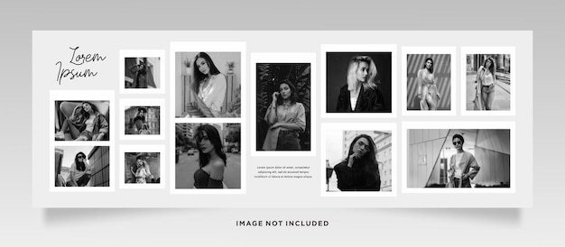 Foto's of fotolijst collage strips paginaraster lay-out abstracte fotolijsten en digitale fotowandsjabloon
