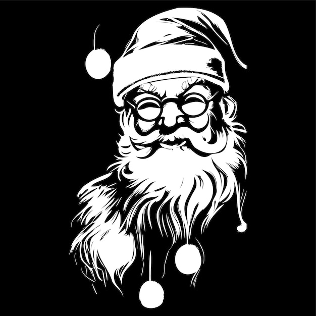 Foto's van santa claus handgetekende vector zwart-wit illustraties