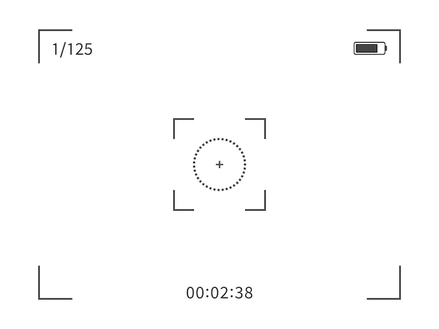 Fotocamera frame zoeker Video opname scherm Vector illustratie op witte achtergrond