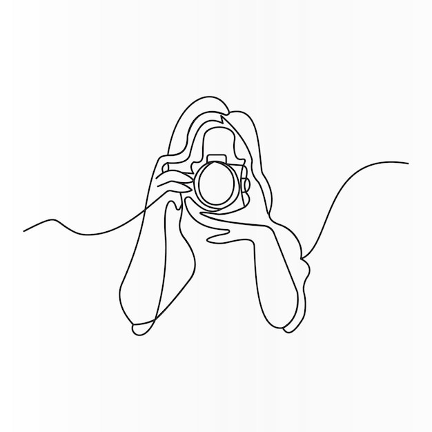 Fotograaf continue lijn vector illustratie