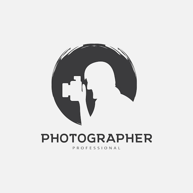 Fotograaf logo ontwerp silhouet met een lens