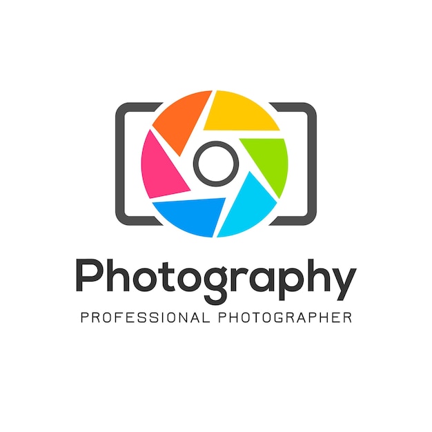 Fotografie logo sjabloon moderne vector creatieve symbool sluiter lens camera pictogram ontwerpelement