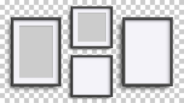 Vector fotolijsten realistische vierkante zwarte frames mockup