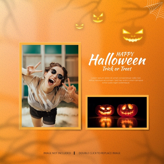 Fotopapier frame mockup happy halloween concept