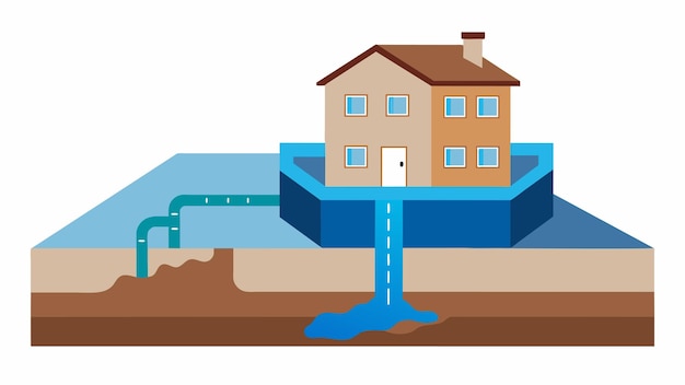 ベクトル 基礎の排水管は水の蓄積を防ぐために基盤の排水孔は周囲の周りに設置されます