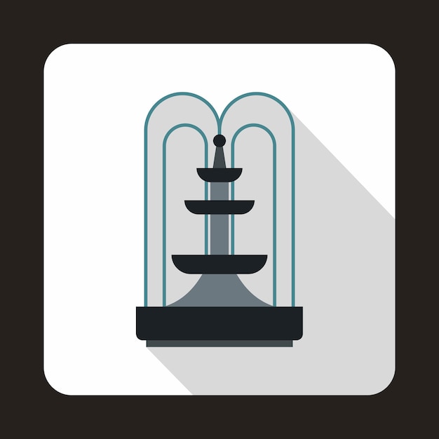 Fountain icon in flat style with long shadow Water source symbol