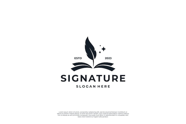 Вектор Дизайн логотипа с перьевой ручкой перьевая ручка и фирменный логотип