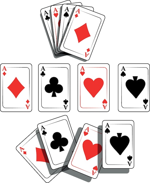 Four Aces Playing Cards Isolated On Transparent Background