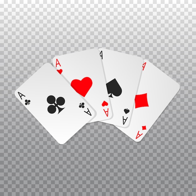 Carte da poker a quattro assi isolate. giocando a carte.