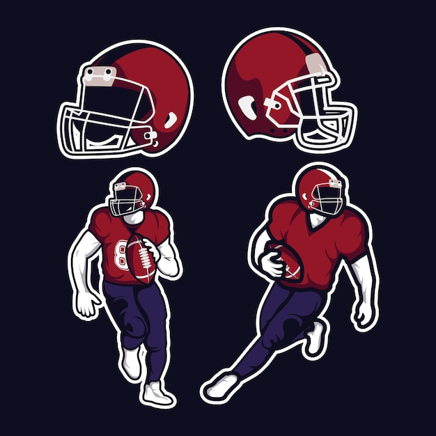 Four american football set icons