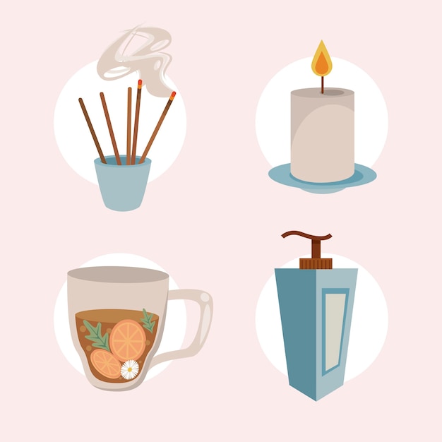 Vector four aromatherapy icons