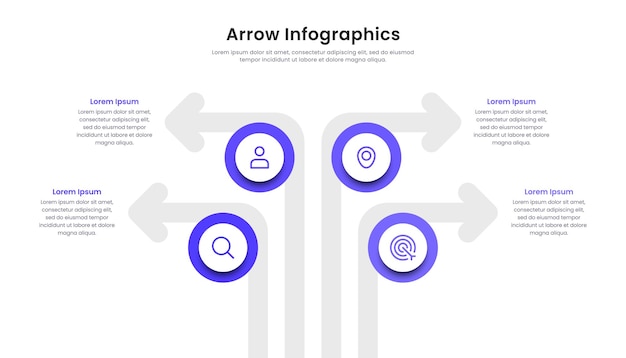 벡터 네 개의 화살표 인포그래픽 요소 템플릿 디자인
