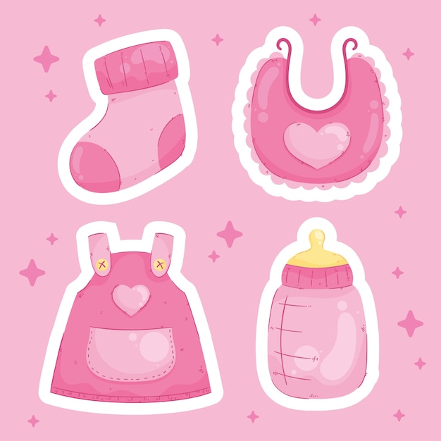Vector four baby girl icons