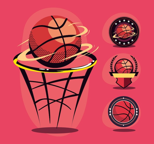 Vector four basketball icons
