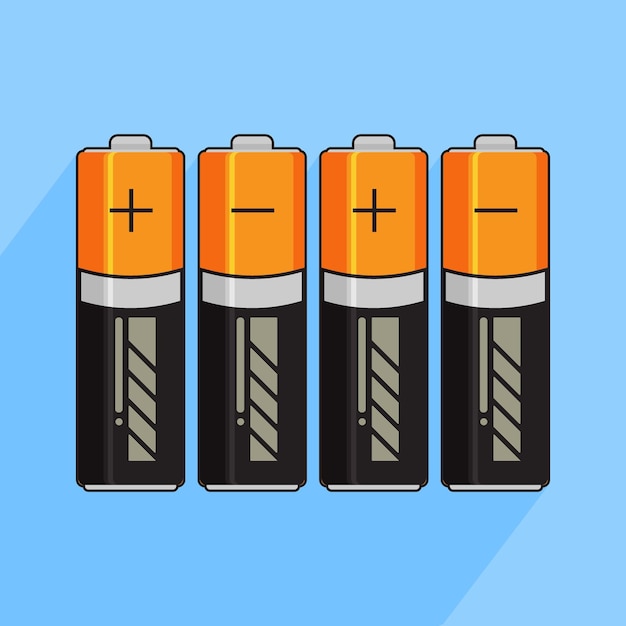 Vector four batteries plus and minus