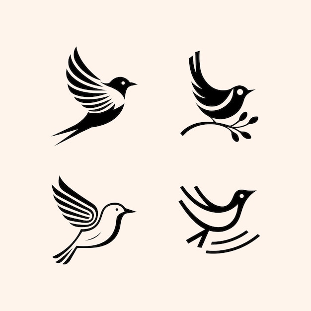 four Bird Logo Vector