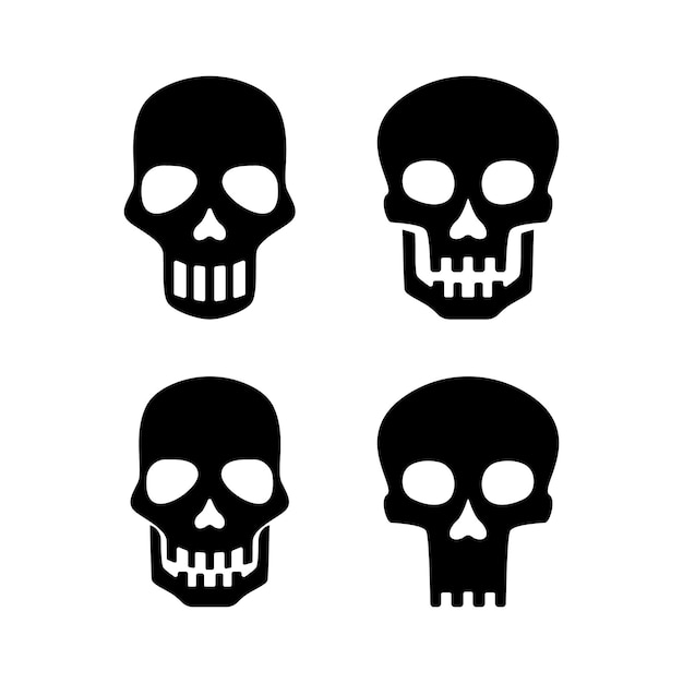Four Black Skull Icons