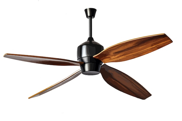 Vector four blades brown ceiling fan isolated on white background