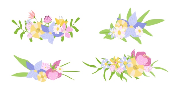 Four bouquets with detailed flowers