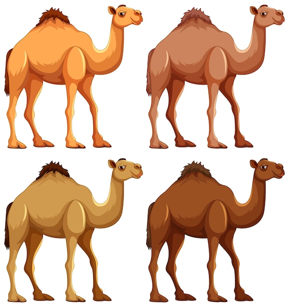 Vector four camels walking