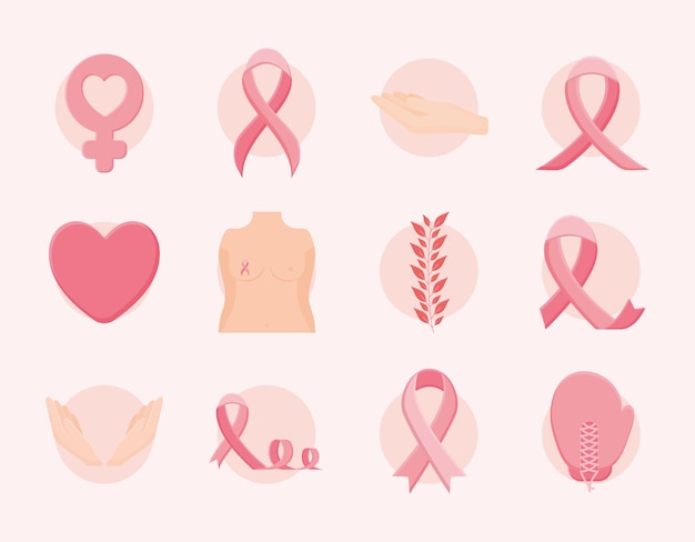 Vector four cancer breast items