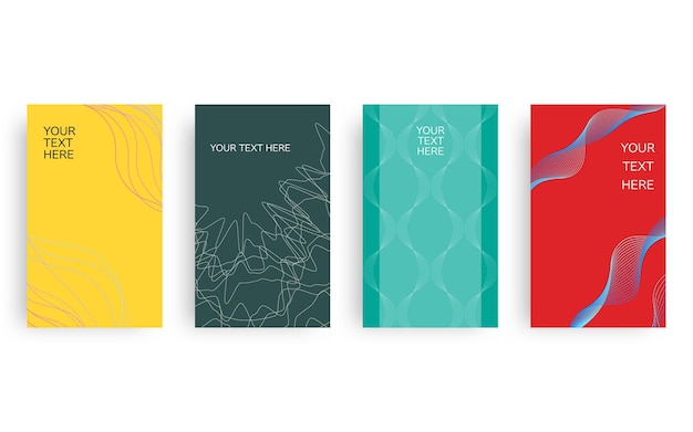 Vector four card designs with abstract backgrounds pretty colors