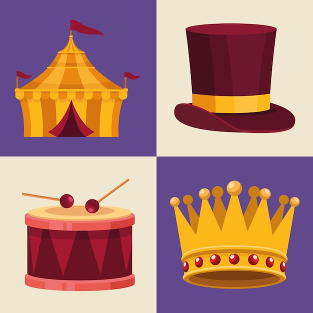 Four carnival celebration icons