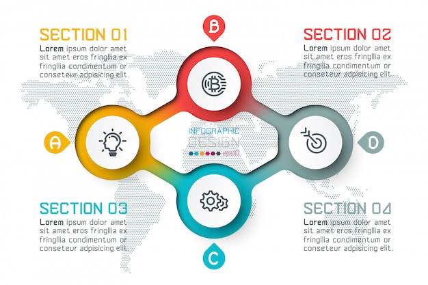 Vector four circles with business icon infographics