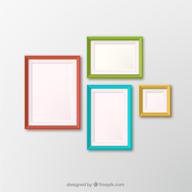 Four colored photo frames