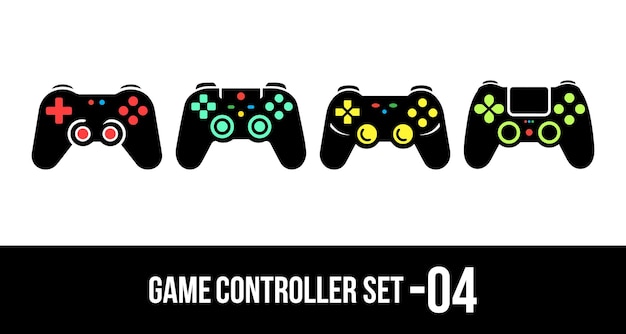 Vector four cooler variation video game controller silhouette vector set