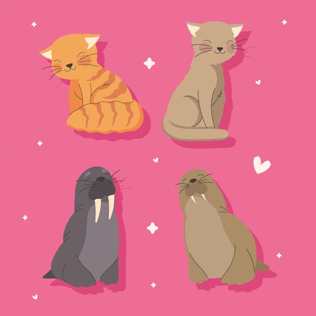 Vector four cute animals