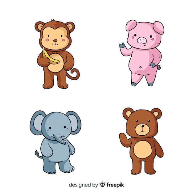 Four cute cartoon animals design