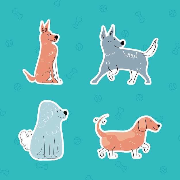 Vector four cute dogs characters