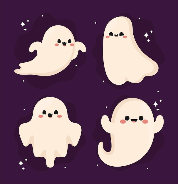 Four cute ghosts