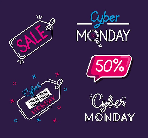 Four cyber monday letterings