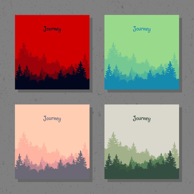 Four different cards with the words journey on them