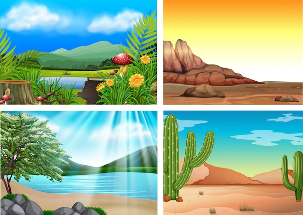 Four Different Landscape and Nature