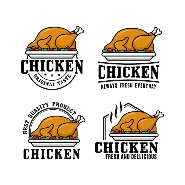 Four different logos for a chicken company