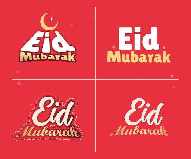 Four different logos for eid mubarak and eid mubarak