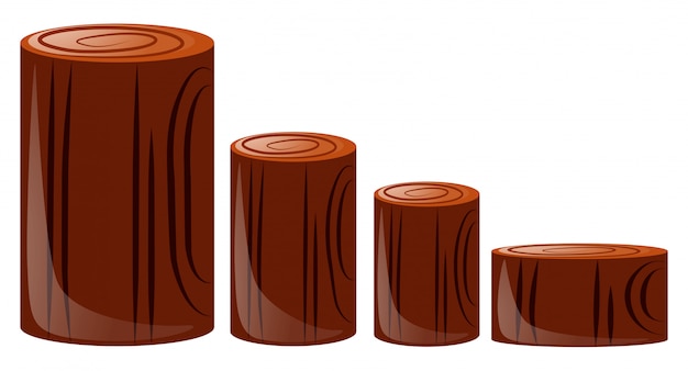 Four different sizes of log