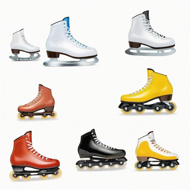 Four different types of roller skates are displayed Premium AIgenerated vector