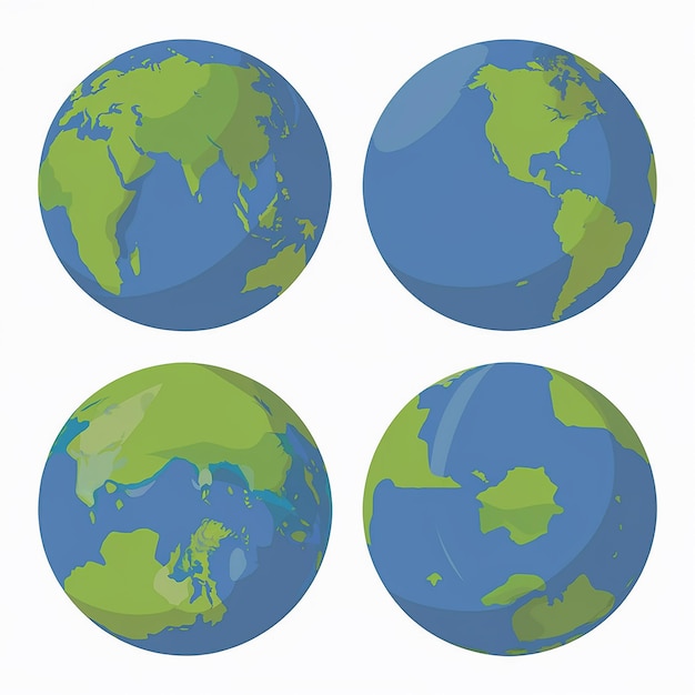 Вектор Четыре различных вида земли, представленных как сферические объекты