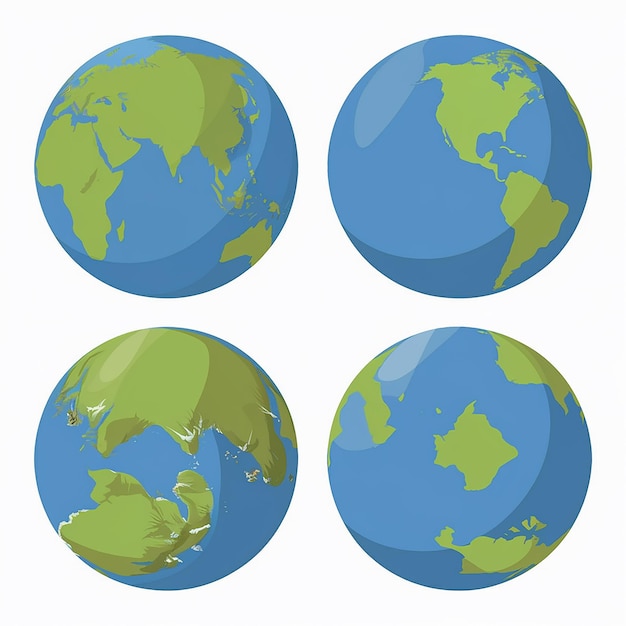 ベクトル 球状の物体として提示された地球の4つの異なる視点