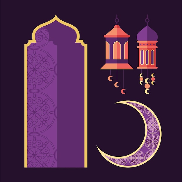 Vector four eid mubarak icons