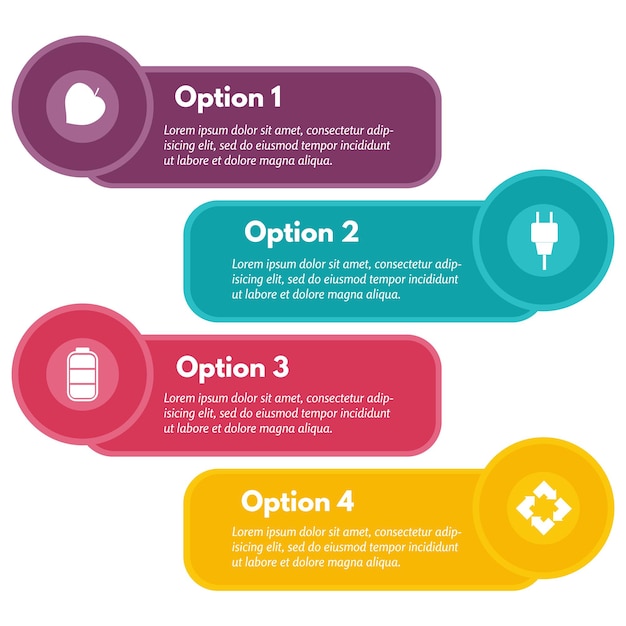 Four elements of infographic design with icons. step by step infographic design template. vector illustration