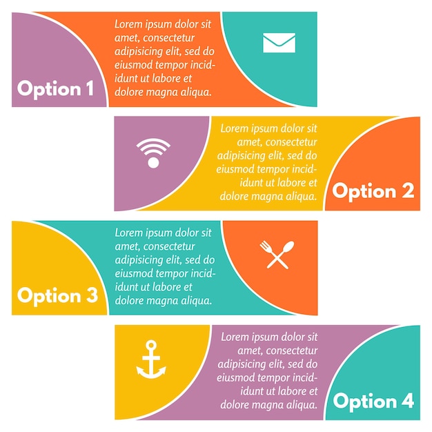 Four elements of infographic design with icons Step by step infographic design template Vector illustrationxA