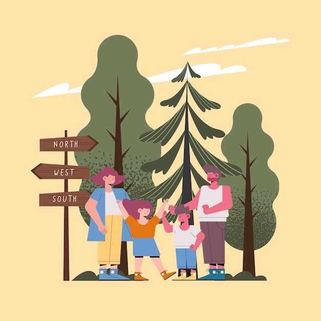 4人の家族のシーン