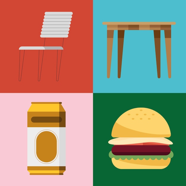 Four fast food restaurant icons