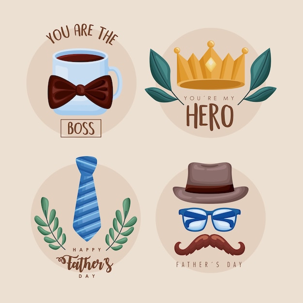 Vector four fathers day emblems